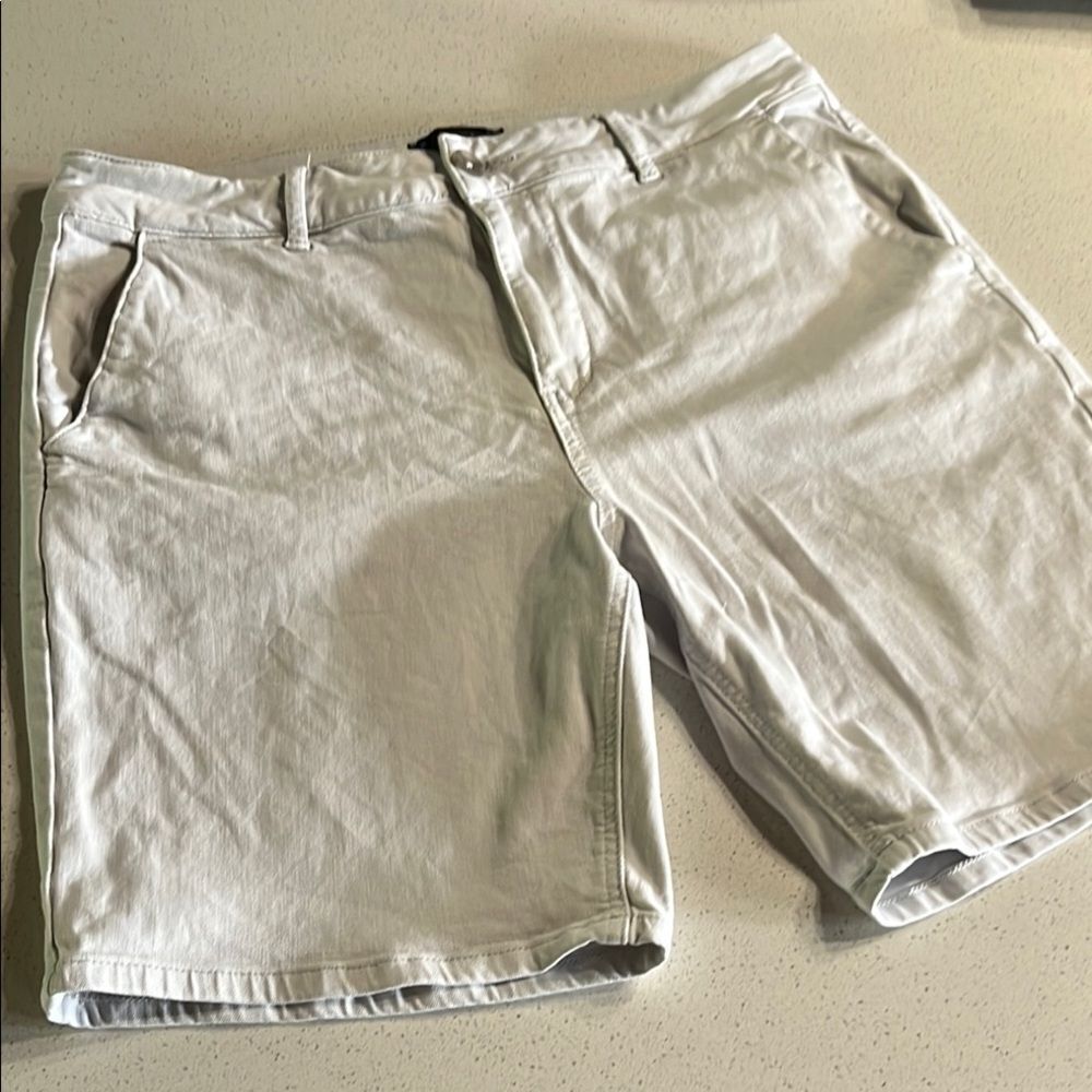 PAIGE White Flat Front Stretch Shorts Size 33